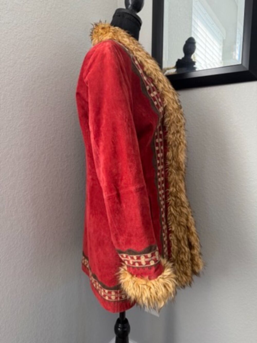 Vtg Y2K MixIt Suede Penny Lane Faux Fur Coat Red Medium - Picture 4 of 13